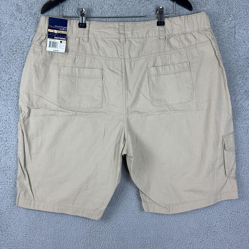 Basic Editions Cargo Shorts Mens 2XL Khaki Relaxed Fit Drawstring Waist Mens New